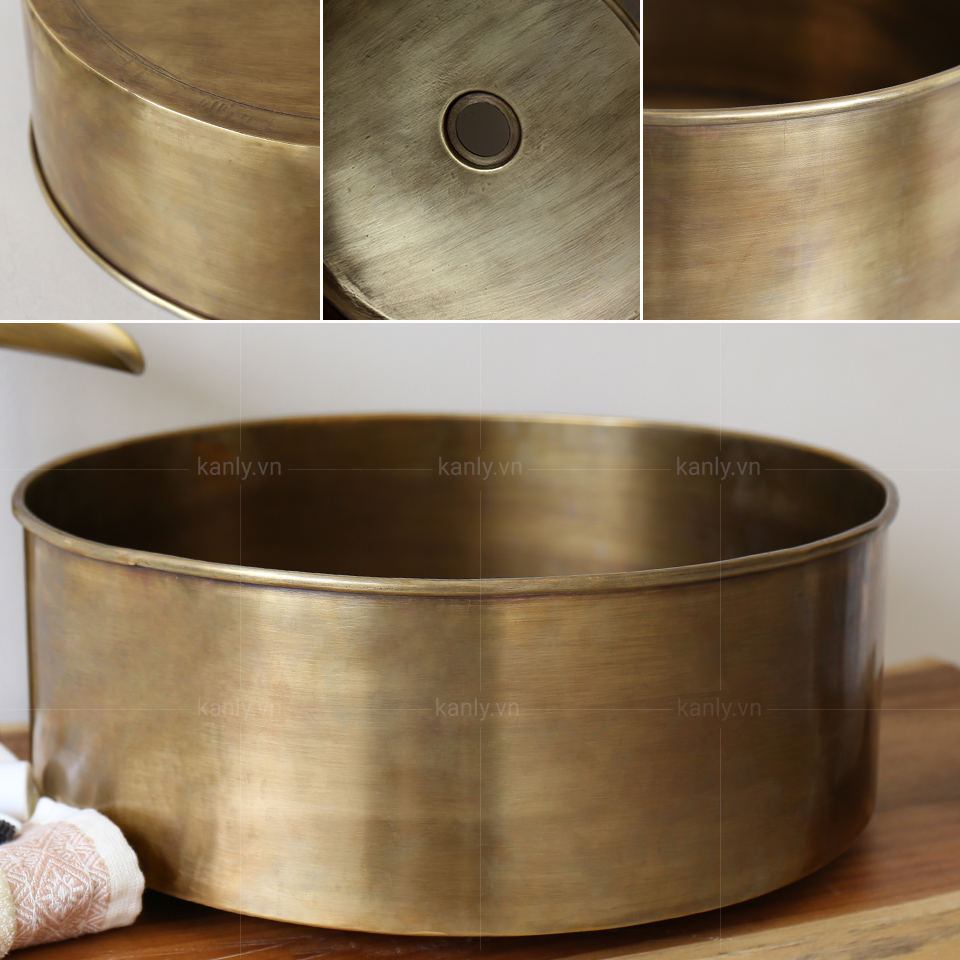 Chậu lavabo đặt bàn Kanly bằng đồng RSC601