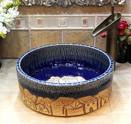 Chậu lavabo đặt bàn Kanly bằng sứ SU005