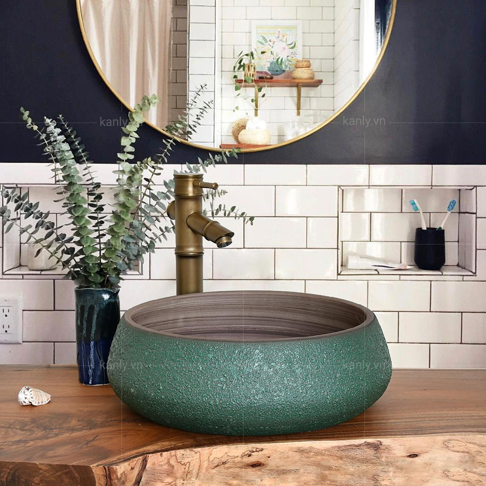 Chậu lavabo đặt bàn Kanly bằng sứ SU012