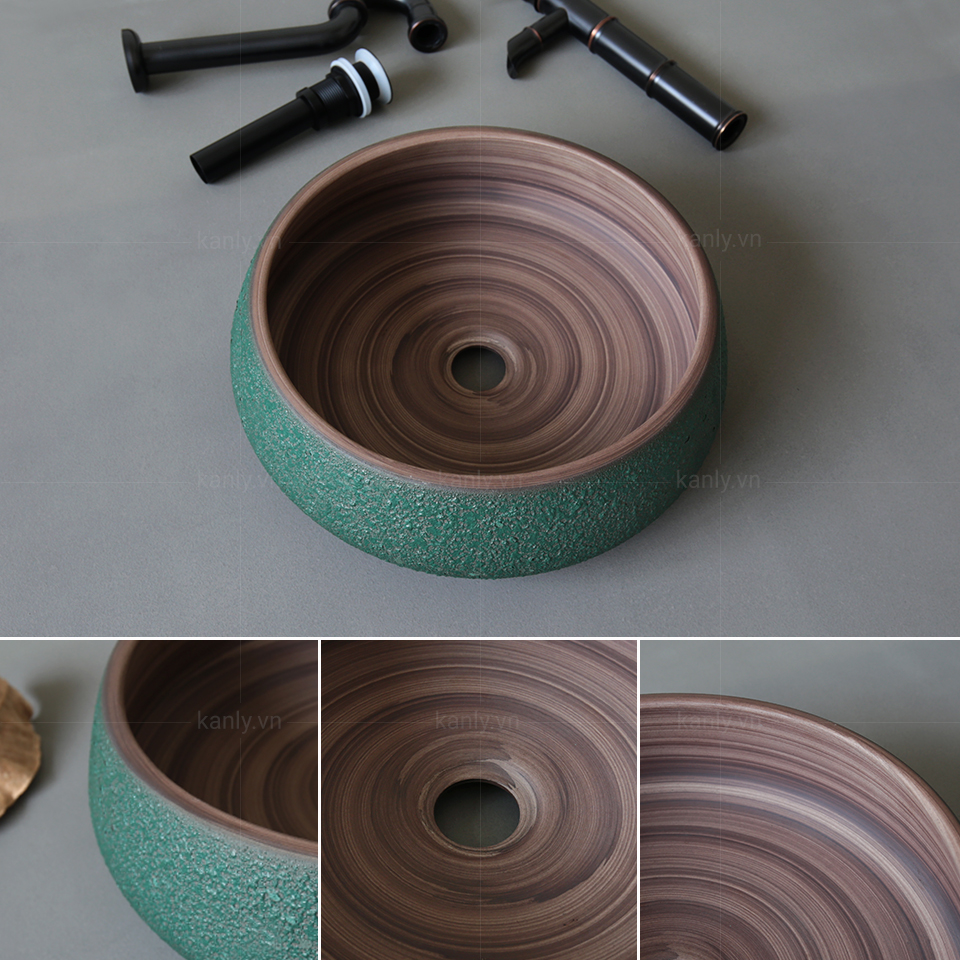 Chậu lavabo đặt bàn Kanly bằng sứ SU012