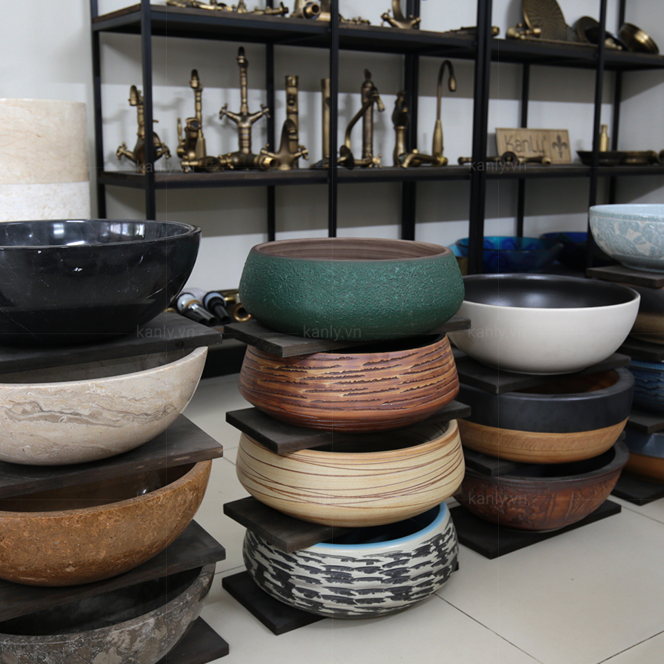 Chậu lavabo đặt bàn Kanly bằng sứ SU012