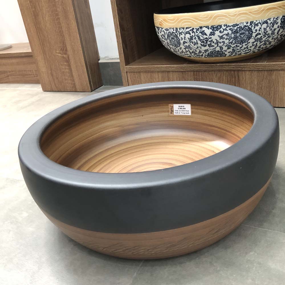 Chậu lavabo đặt bàn Kanly sứ hoa văn SU015