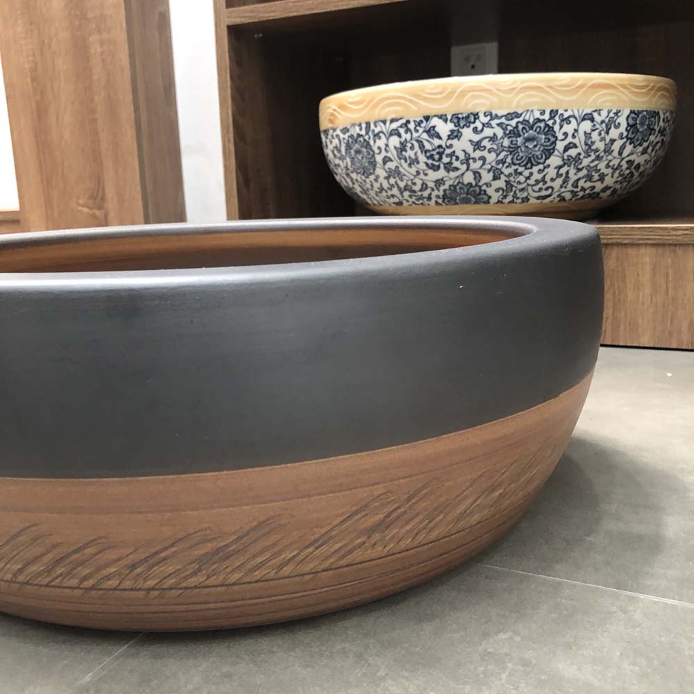 Chậu lavabo đặt bàn Kanly sứ hoa văn SU015