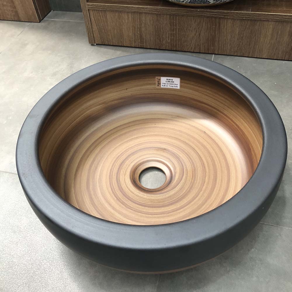 Chậu lavabo đặt bàn Kanly sứ hoa văn SU015