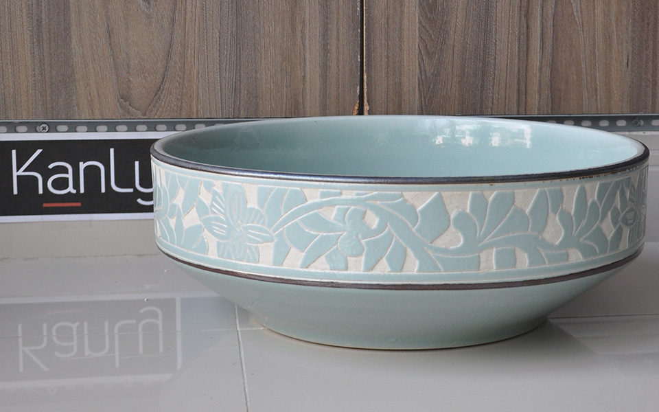 Chậu lavabo đặt bàn Kanly bằng sứ SU111