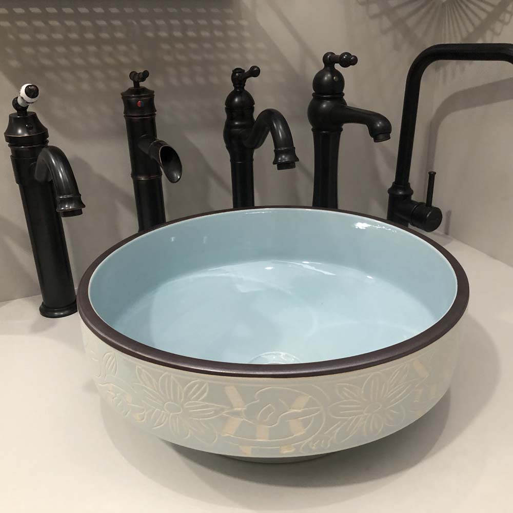 Chậu lavabo đặt bàn Kanly bằng sứ SU111