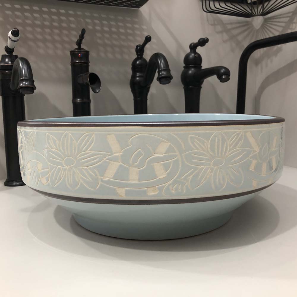 Chậu lavabo đặt bàn Kanly bằng sứ SU111