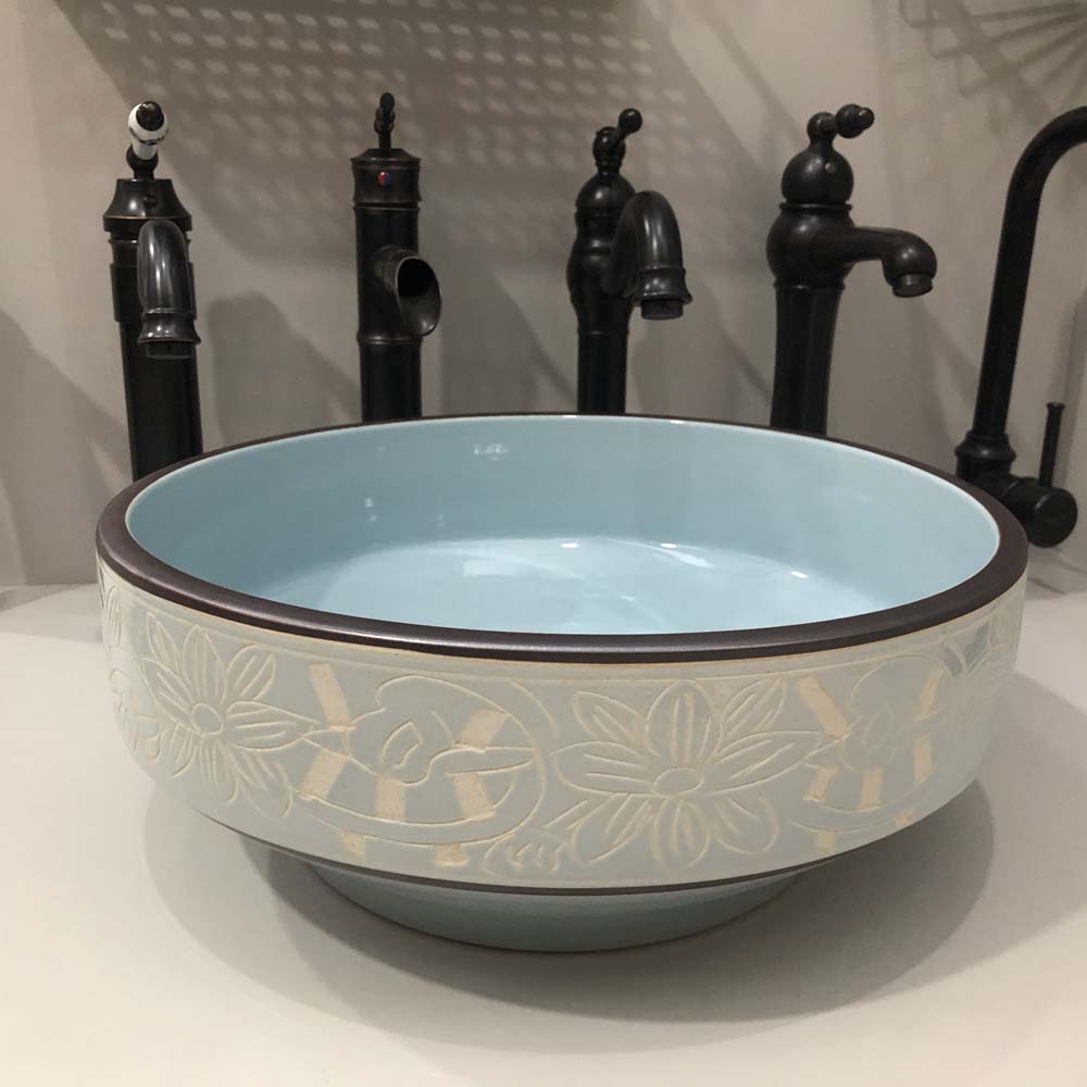 Chậu lavabo đặt bàn Kanly bằng sứ SU111