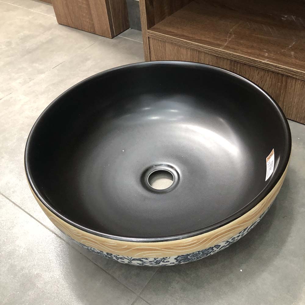 Chậu lavabo đặt bàn Kanly sứ hoa văn SU113