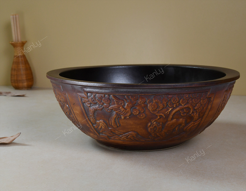 Chậu lavabo đặt bàn Kanly bằng sứ SU114