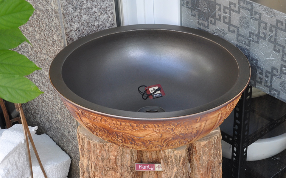 Chậu lavabo đặt bàn Kanly bằng sứ SU114