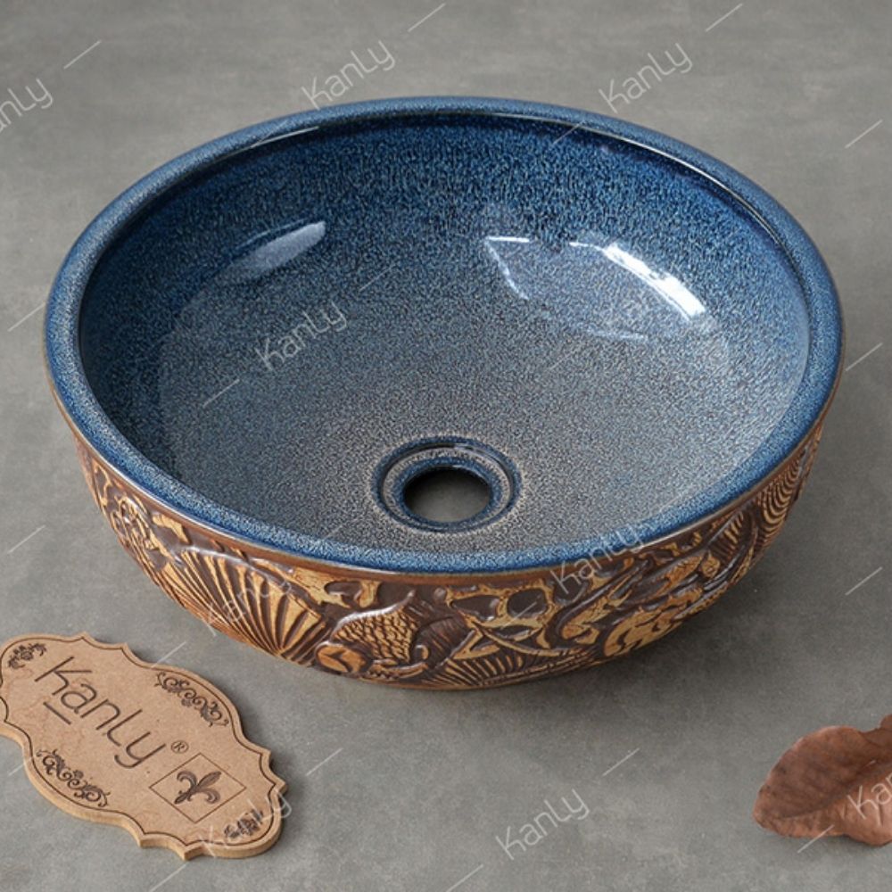 Chậu lavabo đặt bàn Kanly bằng gốm sứ mỹ thuật SU115