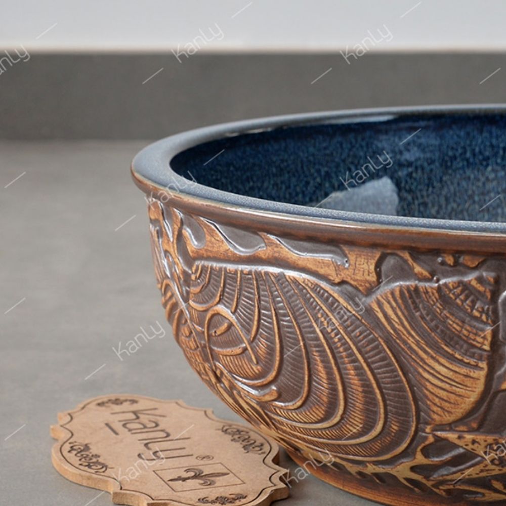 Chậu lavabo đặt bàn Kanly bằng gốm sứ mỹ thuật SU115