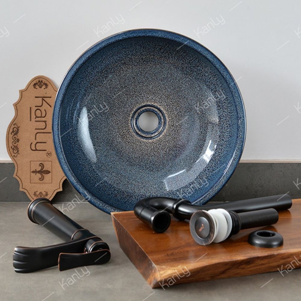 Chậu lavabo đặt bàn Kanly bằng gốm sứ mỹ thuật SU115
