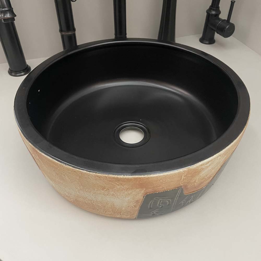 Chậu lavabo đặt bàn Kanly sứ hoa văn SU116