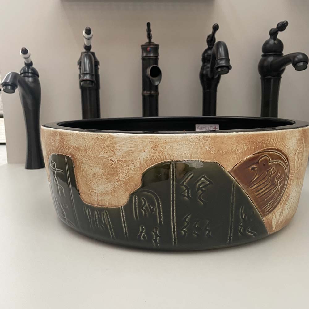 Chậu lavabo đặt bàn Kanly sứ hoa văn SU116