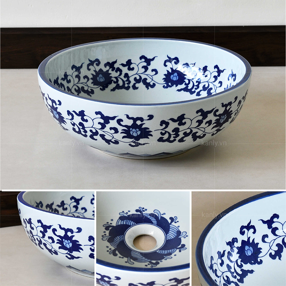 Chậu lavabo đặt bàn Kanly bằng sứ SU118
