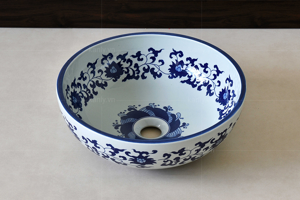 Chậu lavabo đặt bàn Kanly bằng sứ SU118