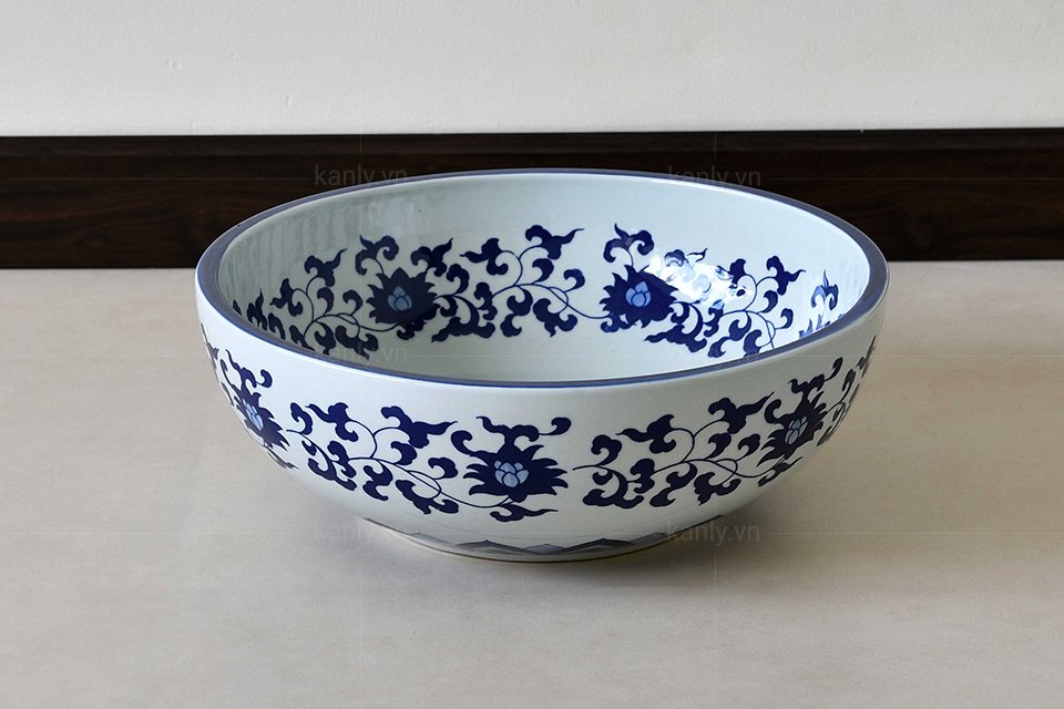 Chậu lavabo đặt bàn Kanly bằng sứ SU118