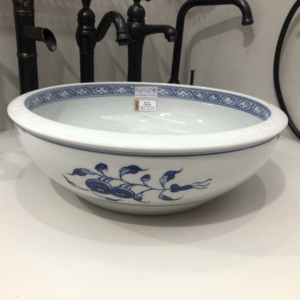 Chậu lavabo đặt bàn Kanly bằng sứ SU119