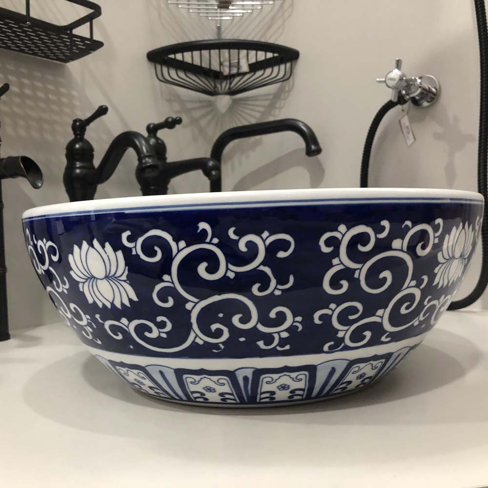 Chậu lavabo đặt bàn Kanly sứ hoa văn SU120