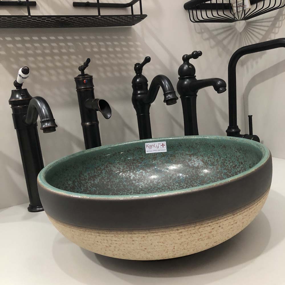 Chậu lavabo đặt bàn Kanly bằng sứ SU123