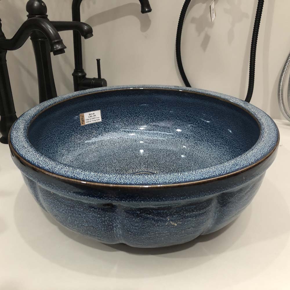 Chậu lavabo đặt bàn Kanly bằng sứ SU124