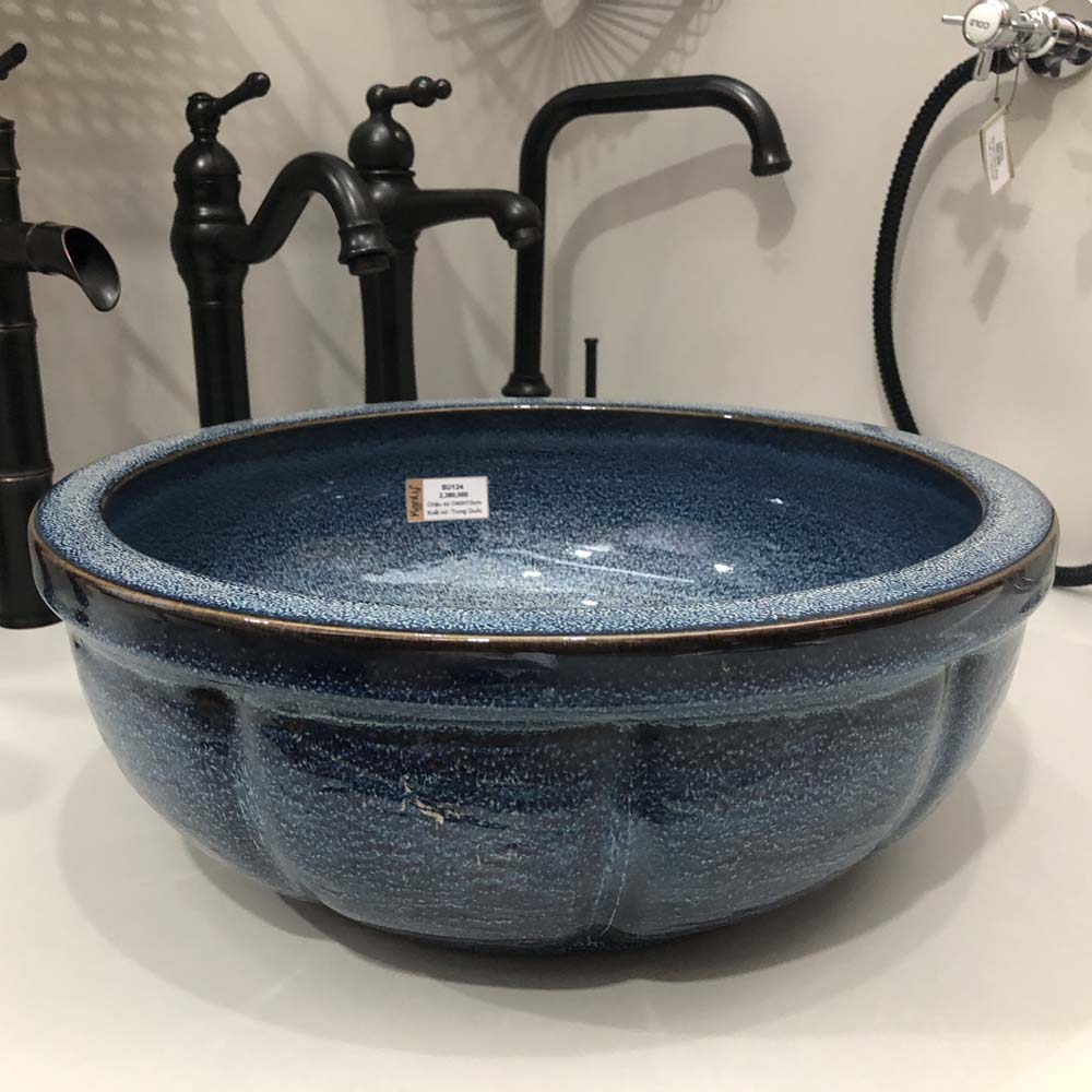 Chậu lavabo đặt bàn Kanly bằng sứ SU124