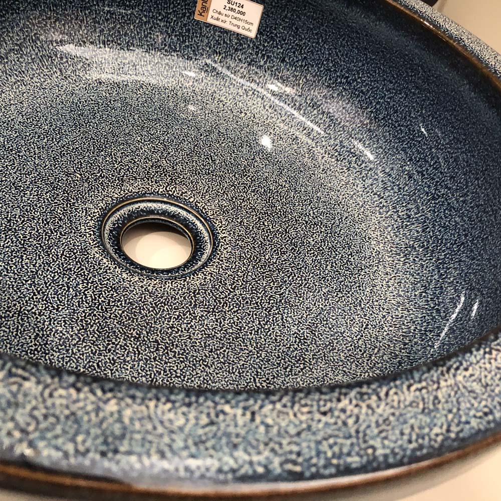 Chậu lavabo đặt bàn Kanly bằng sứ SU124