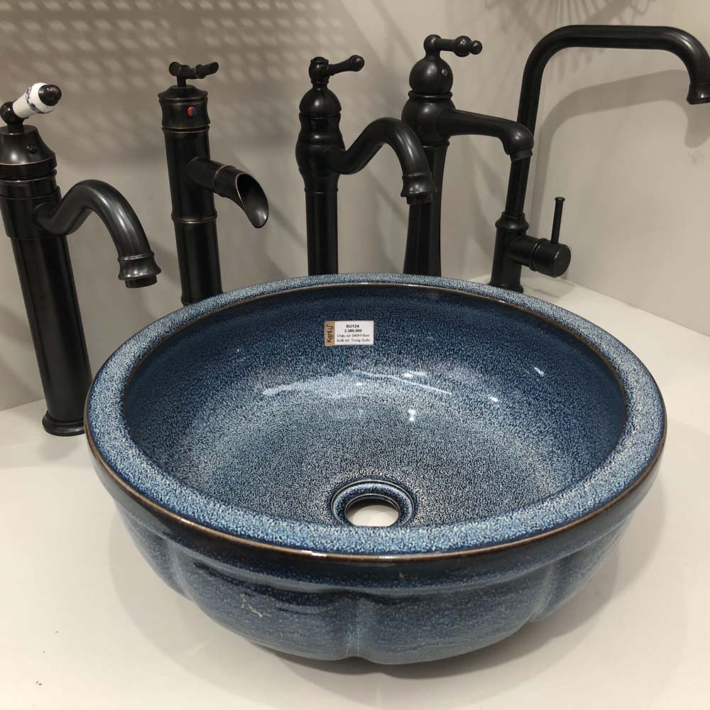 Chậu lavabo đặt bàn Kanly bằng sứ SU124