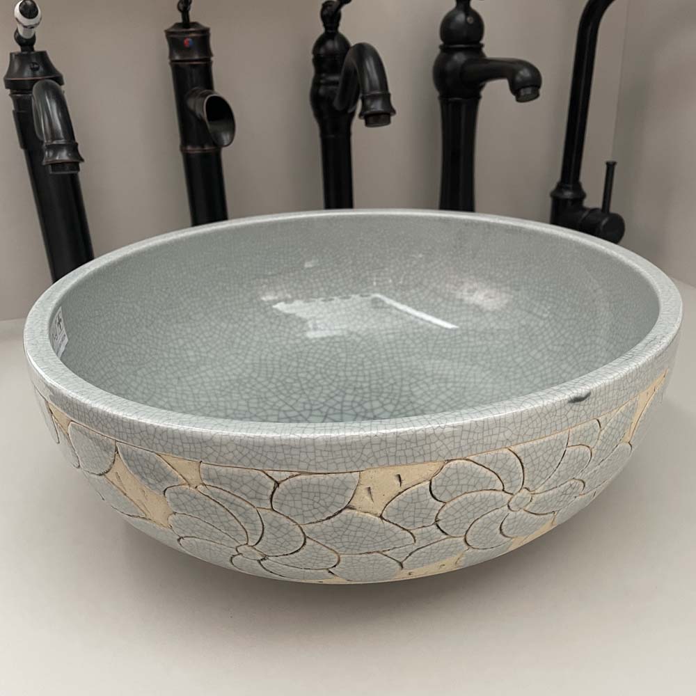 Chậu lavabo đặt bàn Kanly sứ hoa văn SU126