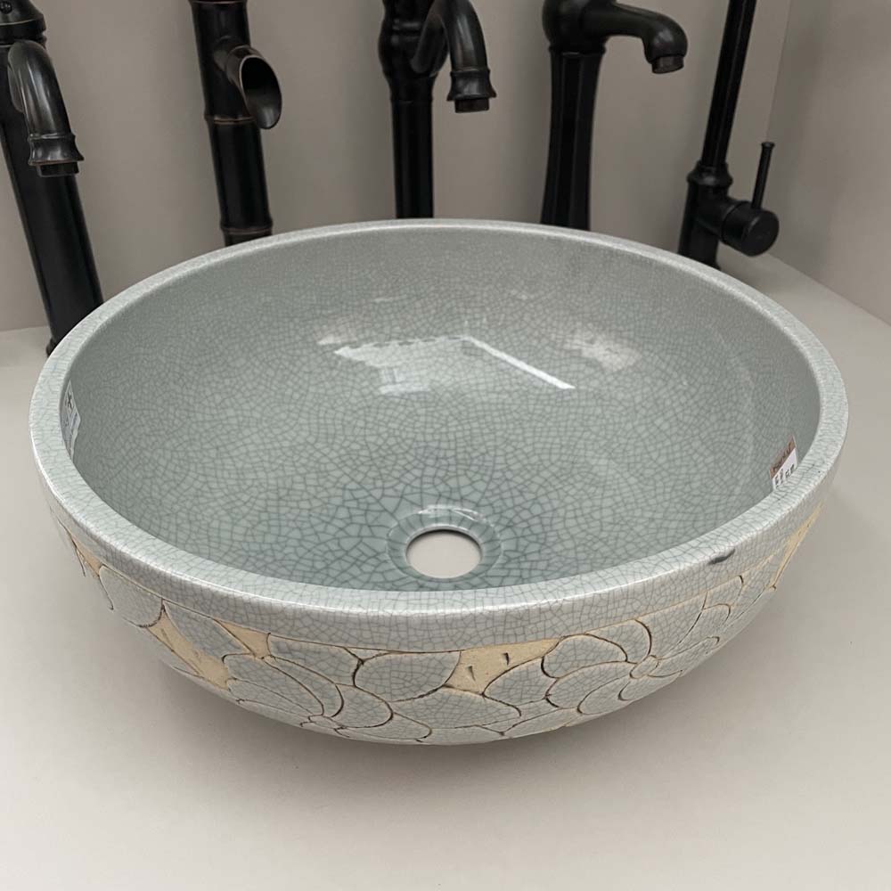 Chậu lavabo đặt bàn Kanly sứ hoa văn SU126