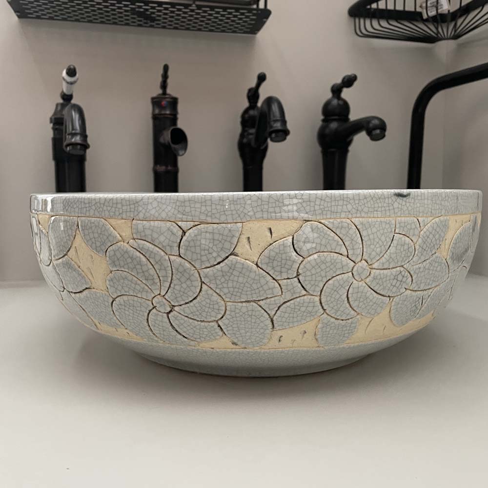 Chậu lavabo đặt bàn Kanly sứ hoa văn SU126