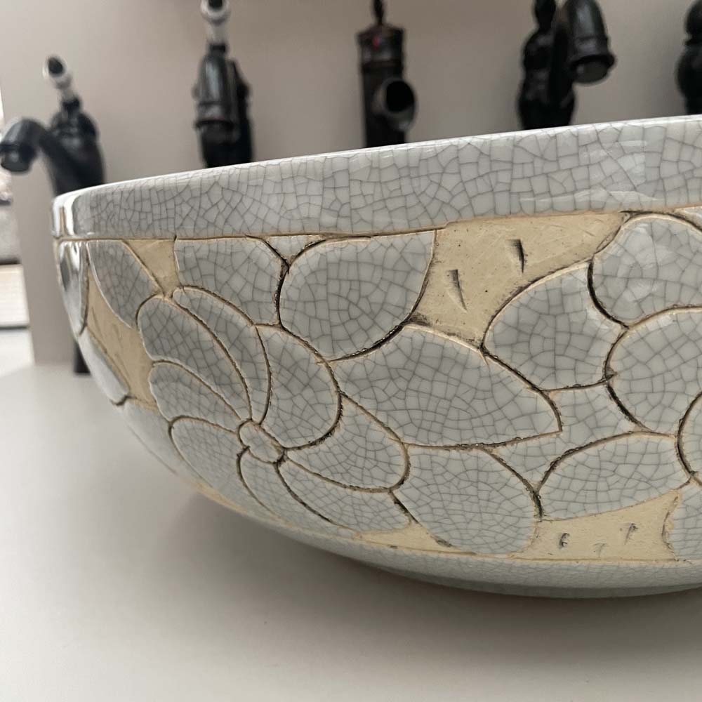 Chậu lavabo đặt bàn Kanly sứ hoa văn SU126