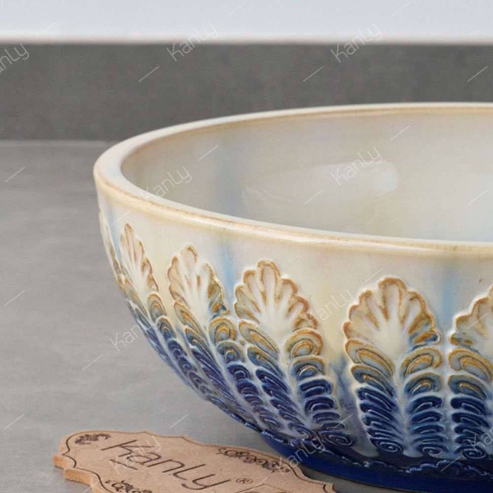 Chậu lavabo đặt bàn Kanly sứ hoa văn SU127