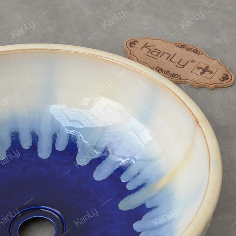 Chậu lavabo đặt bàn Kanly sứ hoa văn SU127
