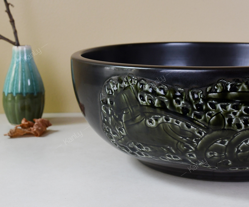 Chậu lavabo đặt bàn Kanly bằng sứ SU142