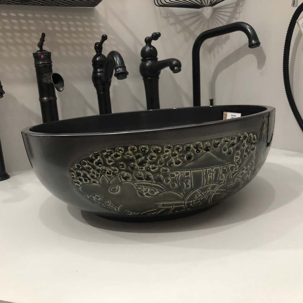 Chậu lavabo đặt bàn Kanly bằng sứ SU142