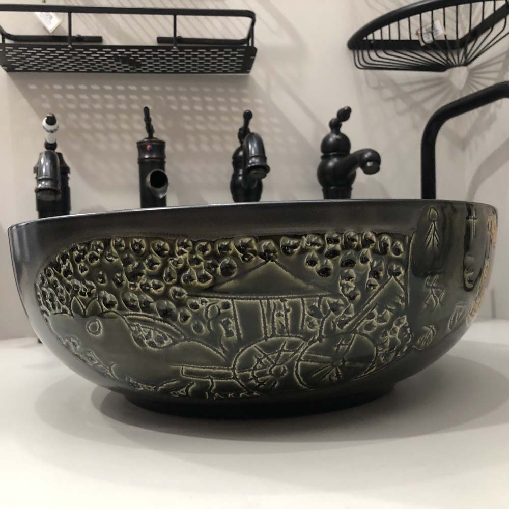 Chậu lavabo đặt bàn Kanly bằng sứ SU142