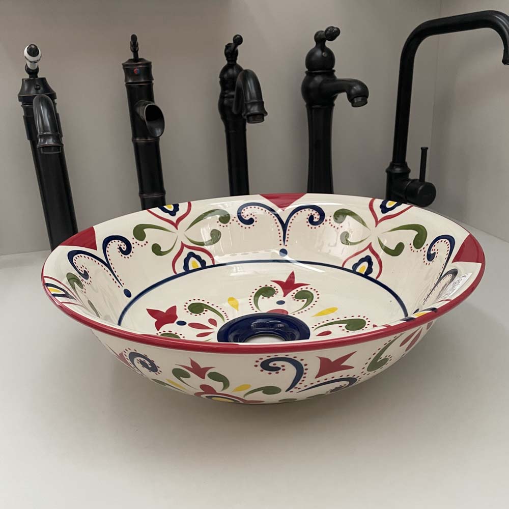 Chậu lavabo đặt bàn Kanly sứ hoa văn SU402