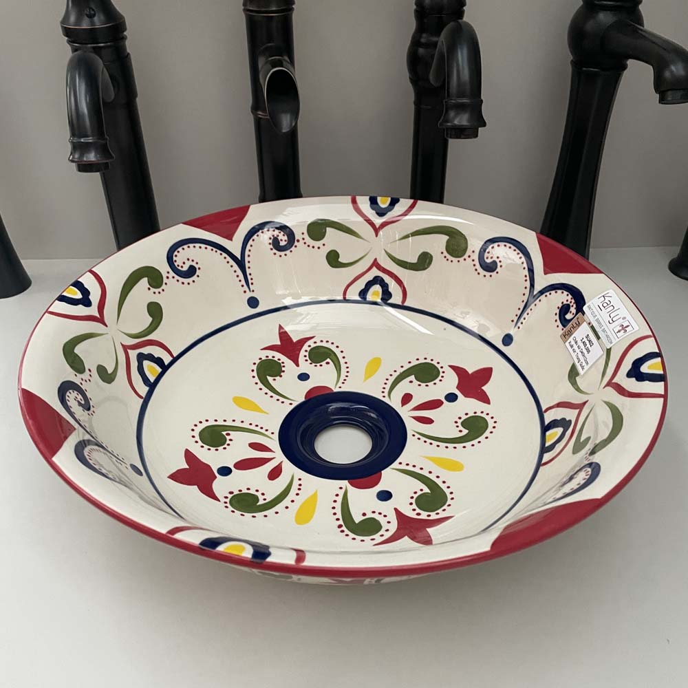 Chậu lavabo đặt bàn Kanly sứ hoa văn SU402