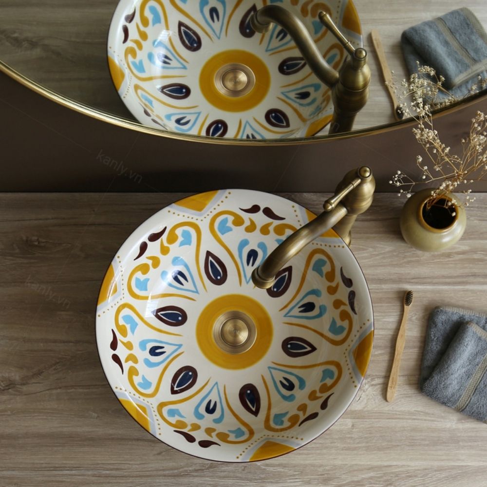 Chậu lavabo đặt bàn Kanly sứ mỹ thuật SU404