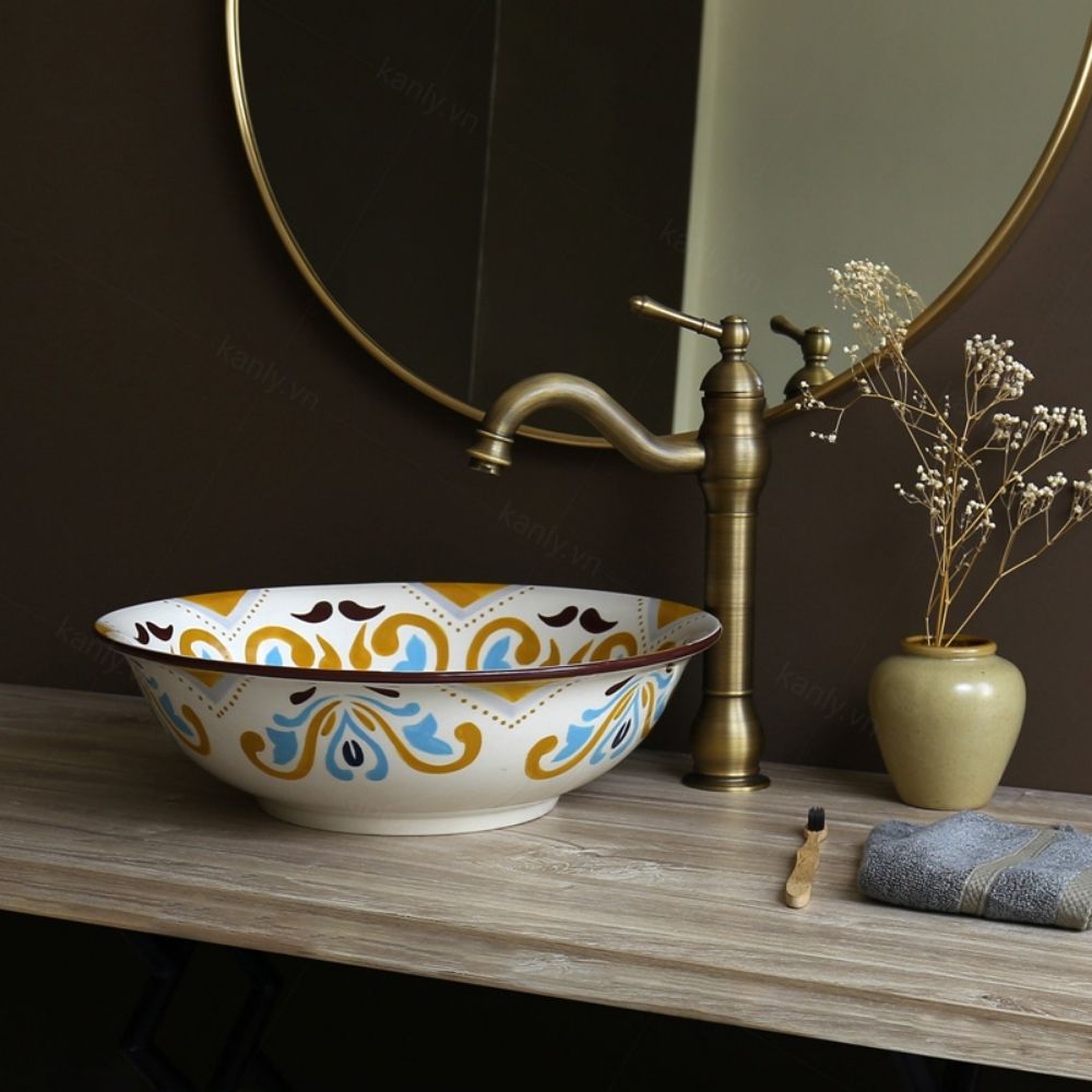 Chậu lavabo đặt bàn Kanly sứ mỹ thuật SU404