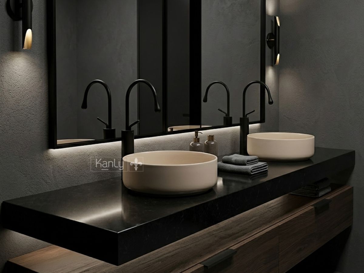 Chậu lavabo đặt bàn Kanly bằng sứ côn SU5211