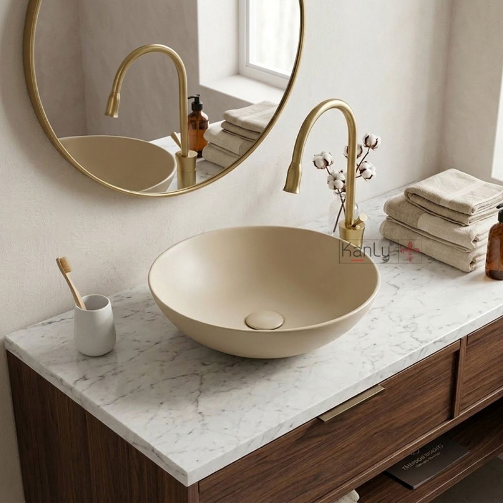 Chậu lavabo đặt bàn Kanly bằng sứ SU5311