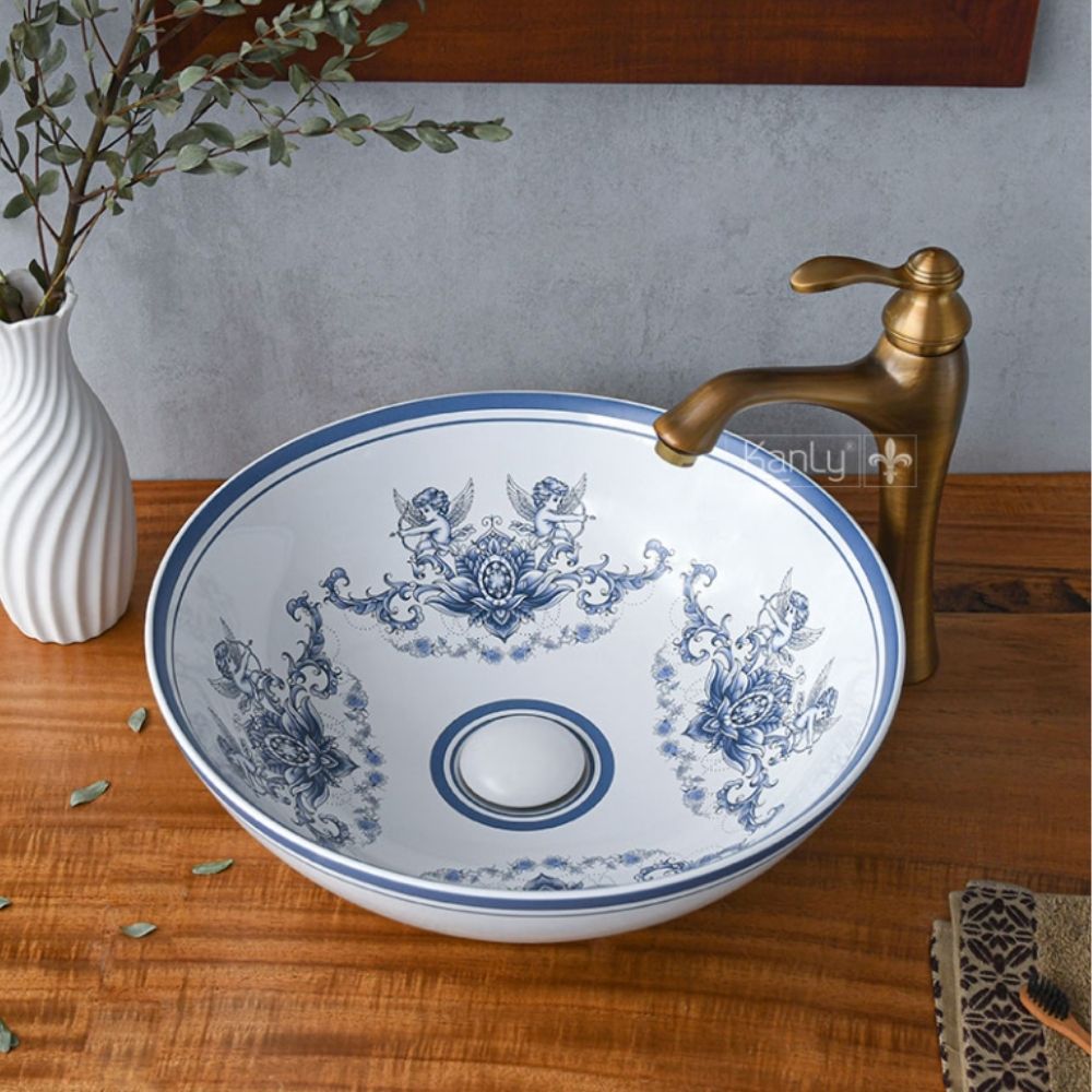 Chậu lavabo đặt bàn Kanly sứ hoa văn thần thoại Hy Lạp SU710