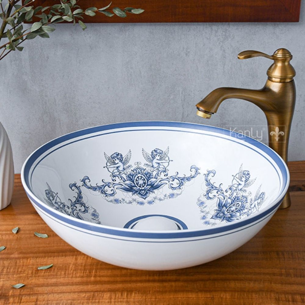 Chậu lavabo đặt bàn Kanly sứ hoa văn thần thoại Hy Lạp SU710