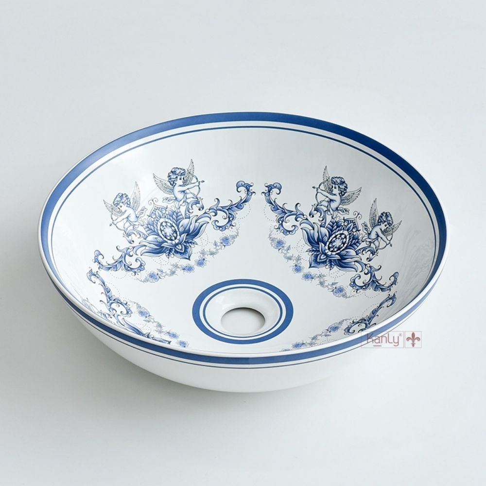 Chậu lavabo đặt bàn Kanly sứ hoa văn thần thoại Hy Lạp SU710