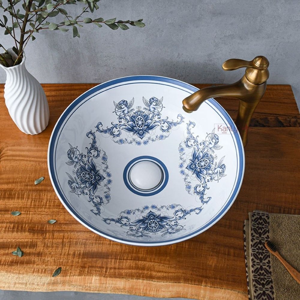 Chậu lavabo đặt bàn Kanly sứ hoa văn thần thoại Hy Lạp SU710