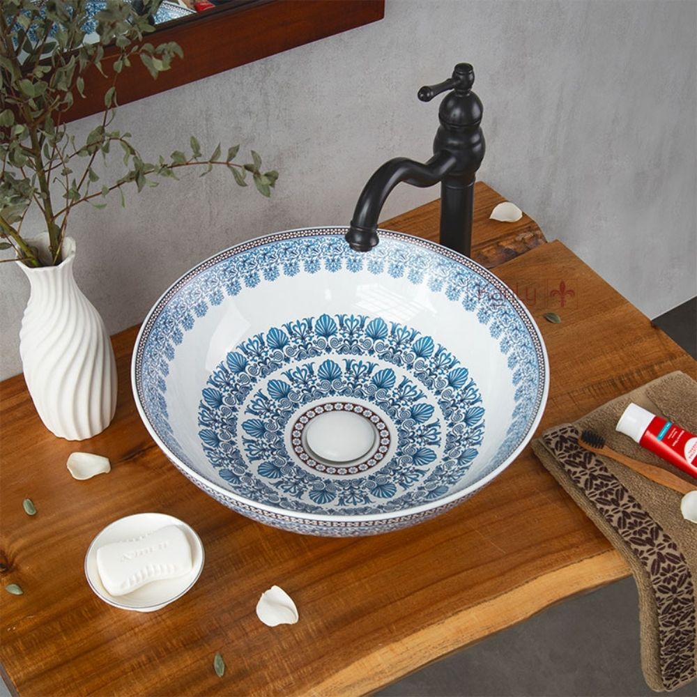 Chậu lavabo đặt bàn Kanly bằng gốm sứ SU711